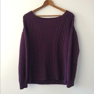 Purple Cable Knit Sweater
